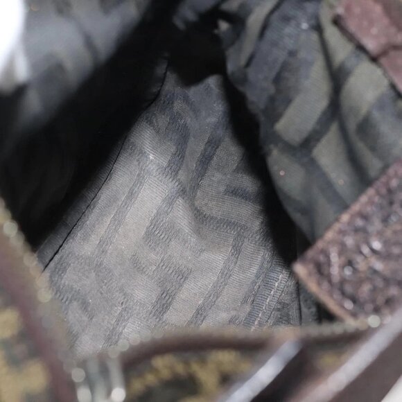 FENDI Zucca Canvas Hand Bag Black Brown Auth ep10930 - Picture 13 of 16